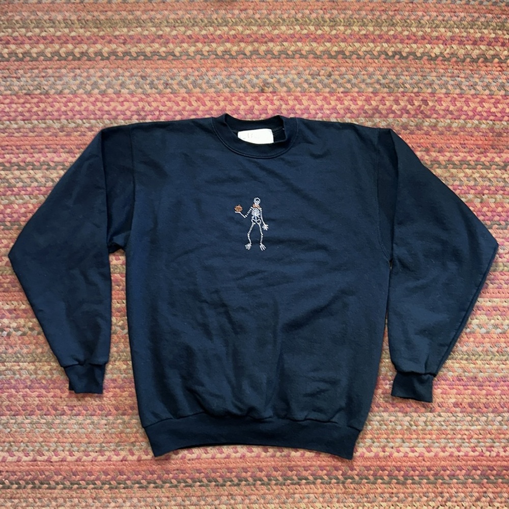 VTG M&C SPORTSWEAR RHINESTONE HALLOWEEN SKELETON BLACK SWEATSHIRT spooky